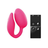 8.5 inch silicone pink rechargeable double stimulator with remote - peaches and screams