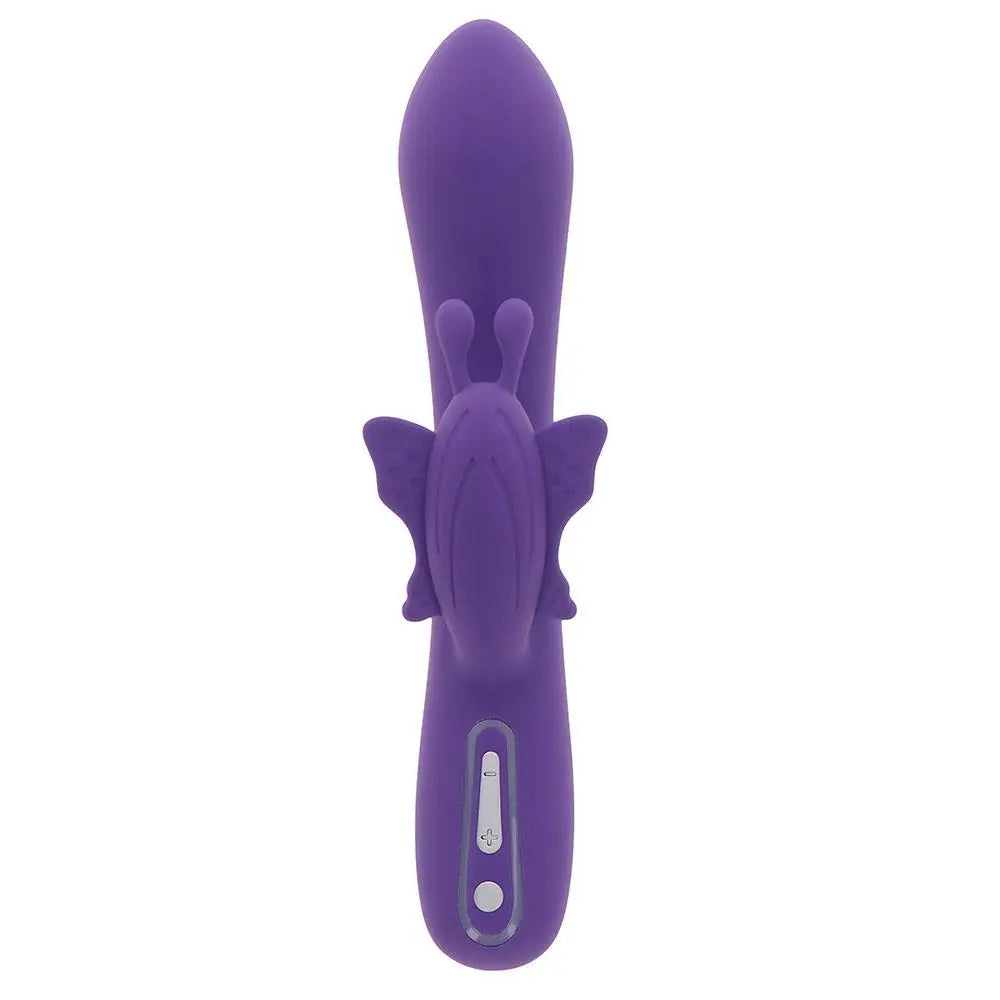 8.5 - inch Toyjoy Silicone Purple Rechargeable Rabbit Butterfly Vibrator - Peaches and Screams