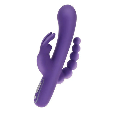 8.5-inch Toyjoy Silicone Purple Rechargeable Rabbit Triple Pleasure Vibrator - Peaches and Screams