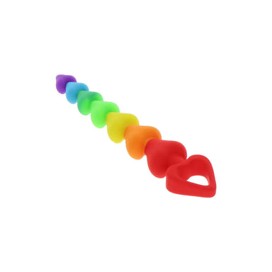8.5-inch Toyjoy Silicone Rainbow Heart Anal Beads - Peaches and Screams