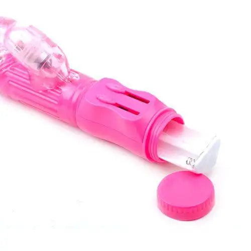 8.75-inch Jelly Pink Multi-speed Rabbit Vibrator with Metal Beads - Peaches and Screams