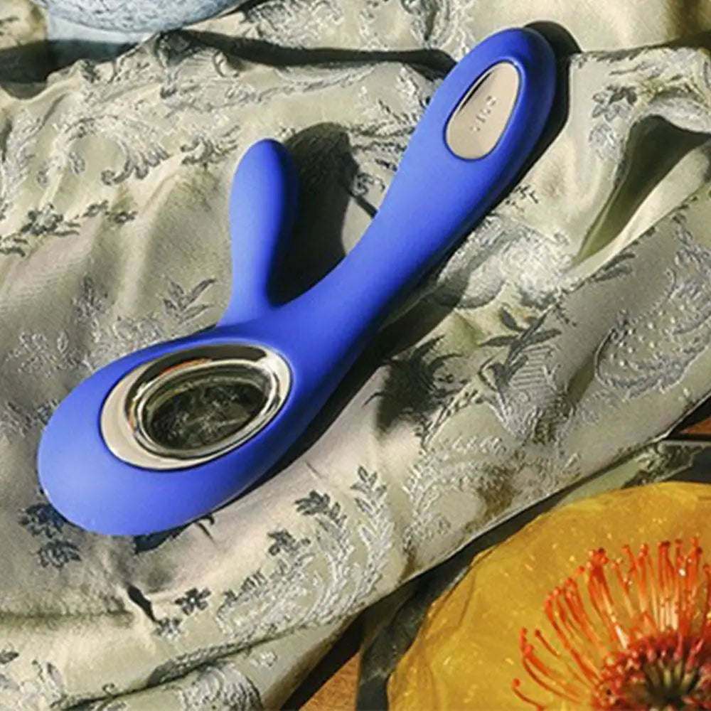 8.75-inch Lelo Silicone Blue Rechargeable Rabbit Vibrator - Peaches and Screams