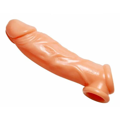 8-inch Realistic Nude Penis Sleeve Enhancer And Ball Stretcher - Peaches and Screams