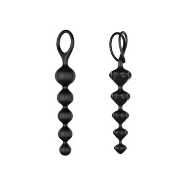 8-inch Satisfyer Pro Set Of 2 Black Anal Beads With Finger Loop - Peaches and Screams