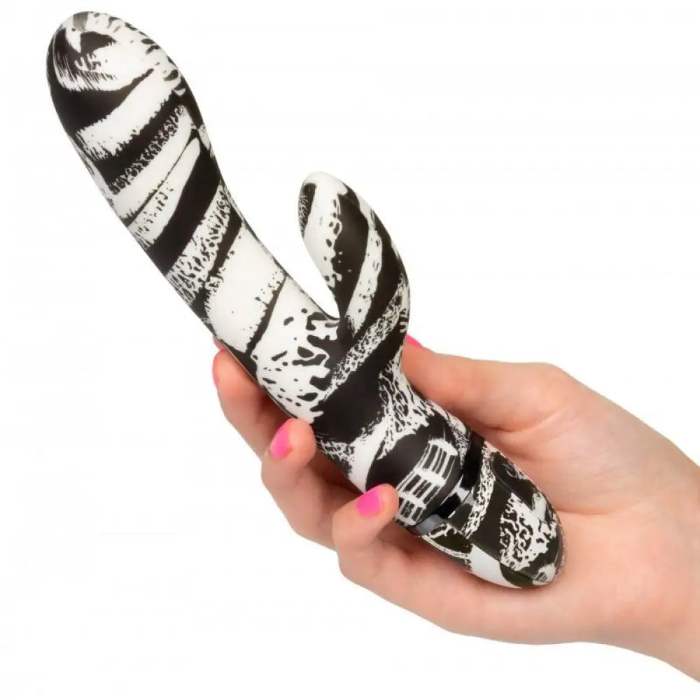 8-inch Silcone Black Extra Powerful Waterproof Rabbit Vibrator - Peaches and Screams