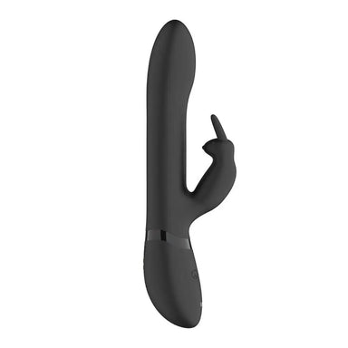 9.1-inch Shots Silicone Black Rabbit Vibrator with Stimulating Beads - Peaches and Screams