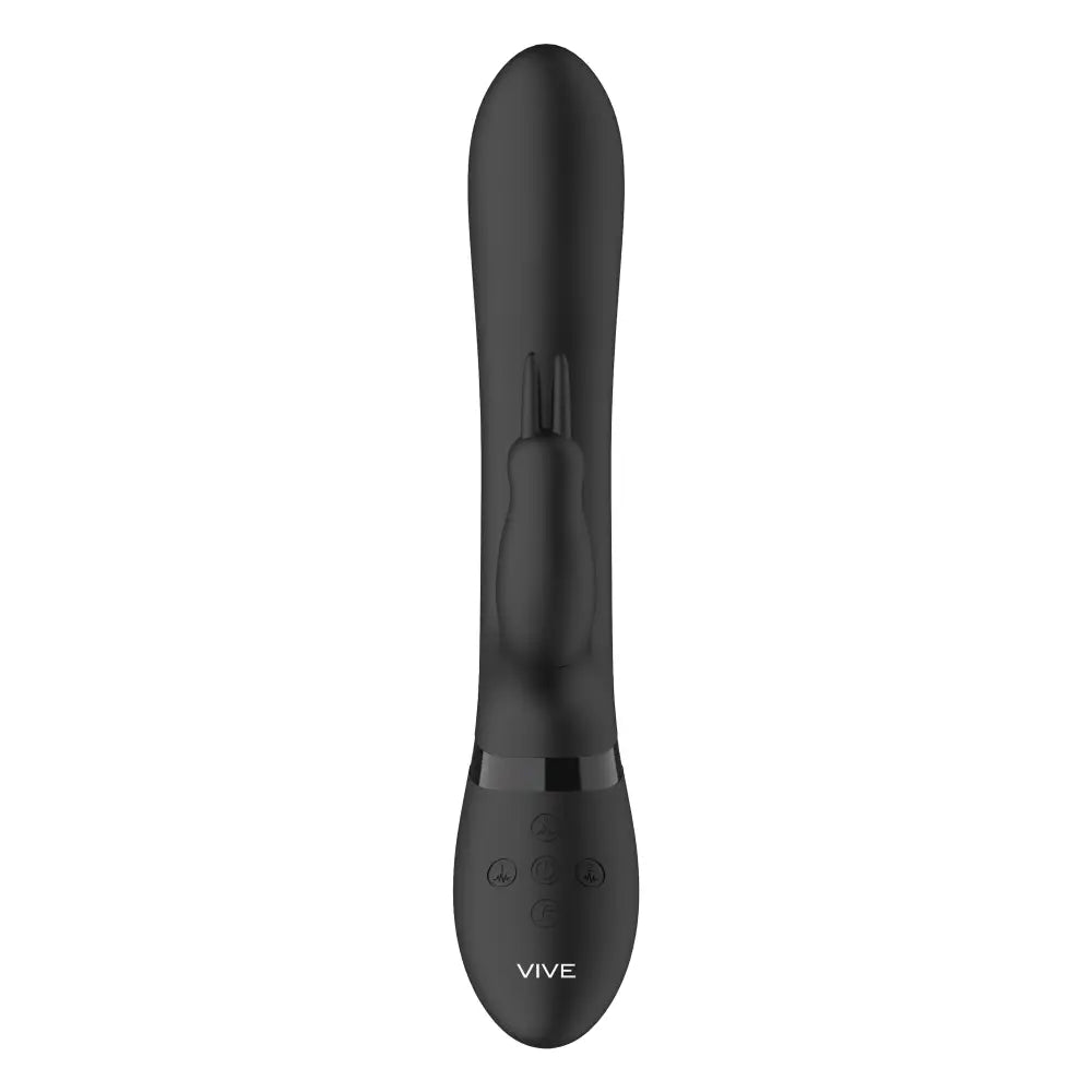 9.1-inch Shots Silicone Black Rabbit Vibrator with Stimulating Beads - Peaches and Screams