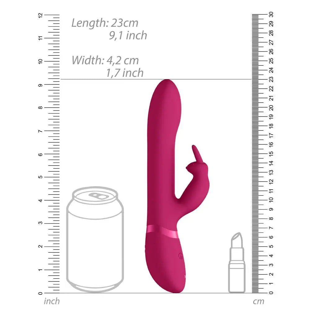 9.1-inch Shots Silicone Pink Rabbit Vibrator with Stimulating Beads - Peaches and Screams