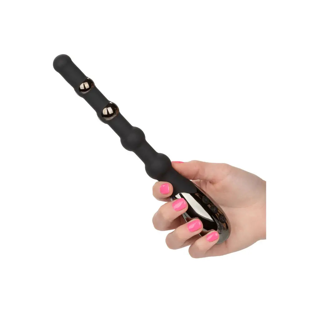 9.25-inch Colt Silicone Black Estim Beaded Rechargeable Massager - Peaches and Screams