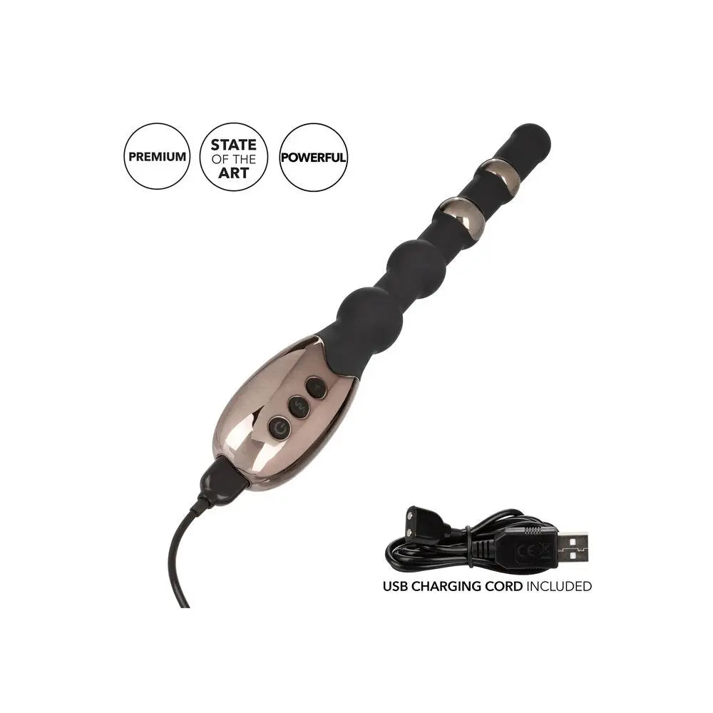 9.25-inch Colt Silicone Black Estim Beaded Rechargeable Massager - Peaches and Screams