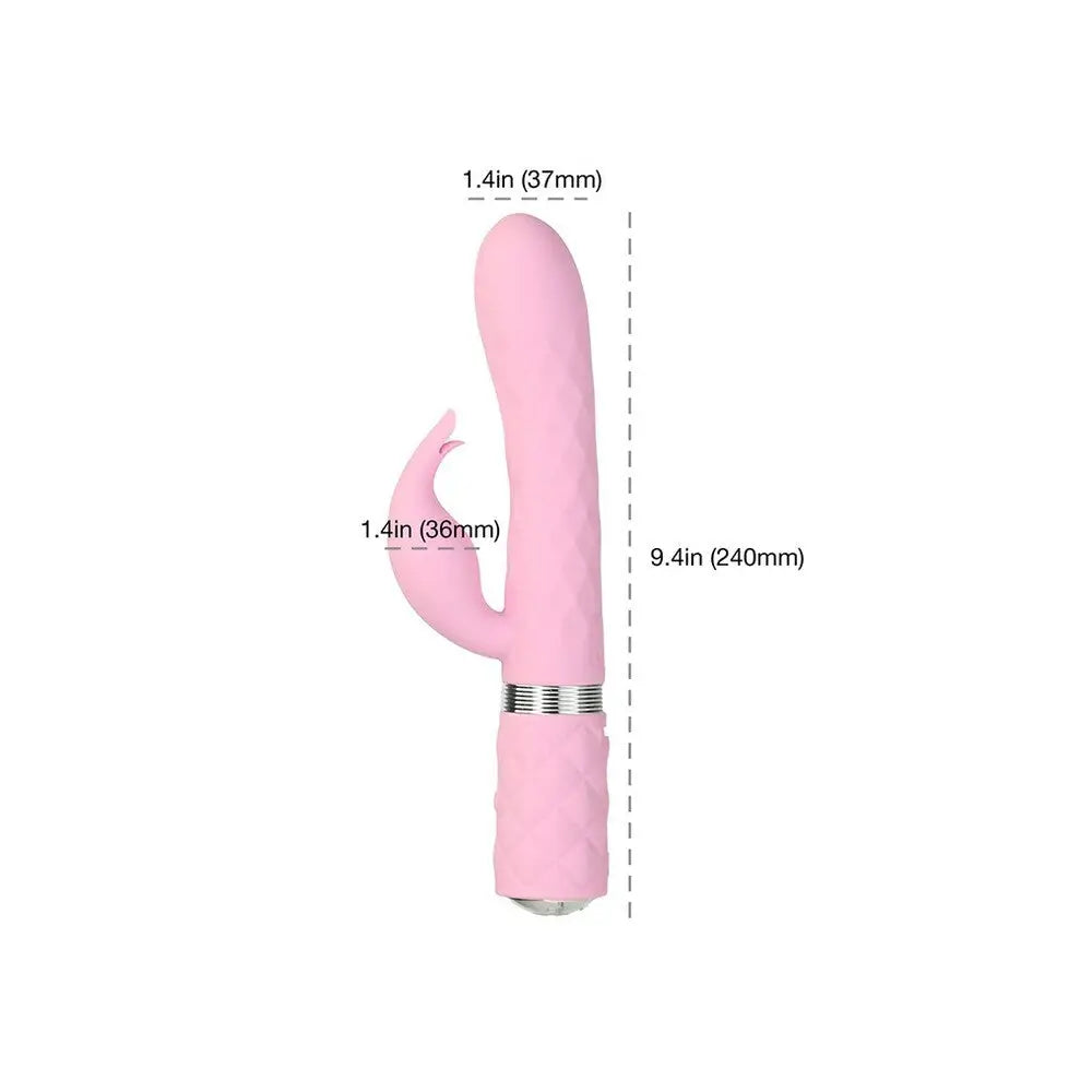 9.4-inch Bms Enterprises Silicone Rechargeable Pink Rabbit Vibrator - Peaches and Screams