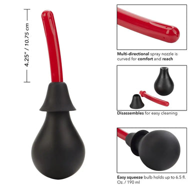 9-inch California Exotic Black Ultra Anal Douche With Bulb - Peaches and Screams