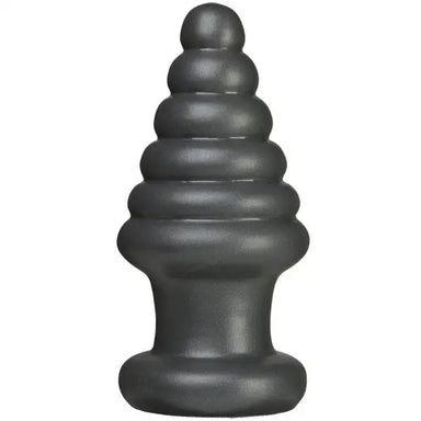 9-inch Doc Johnson Grey Ribbed Large Butt Plug - Peaches and Screams