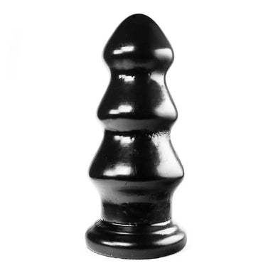 9-inch Mister b Black Large Ribbed Anal Butt Plug - Peaches and Screams