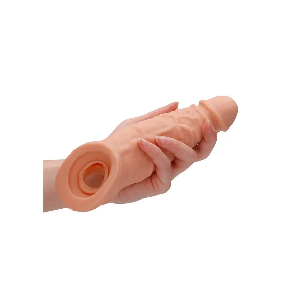 9-inch Shots Toys Flesh Pink Penis Sleeve with Vein Details for Him - Peaches and Screams