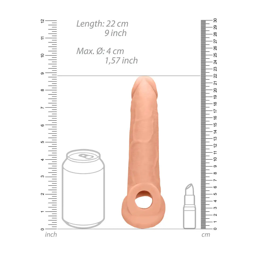 9-inch Shots Toys Flesh Pink Penis Sleeve with Vein Details for Him - Peaches and Screams