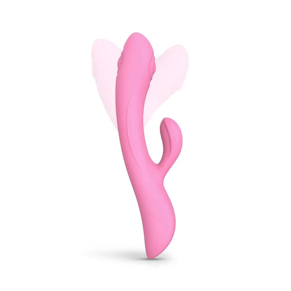 9 inch silicone pink extra powerful rechargeable rabbit vibrator - peaches and screams