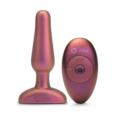B-vibe Silicone Purple Rechargeable Butt Plug With Remote - Peaches and Screams