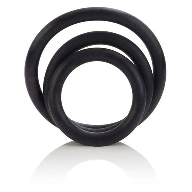 Black 3-piece Stretchy Rubber Cock Ring Set For Men - Peaches and Screams