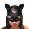 Black bad kitten leather cat mask with adjustable straps - peaches and screams