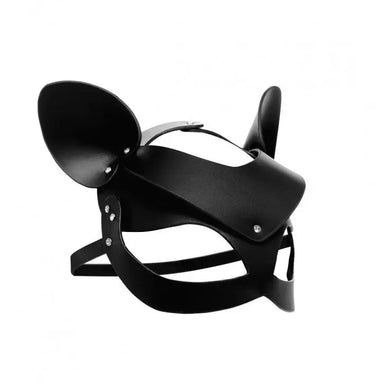 Black Bad Kitten Leather Cat Mask With Adjustable Straps - Peaches and Screams