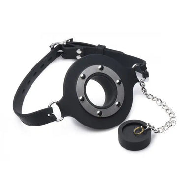 Black Bendable Pie Hole Silicone Feeding Gag With Buckles - Peaches and Screams