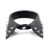Black bondage leather shirt collar with pointed studs - peaches and screams