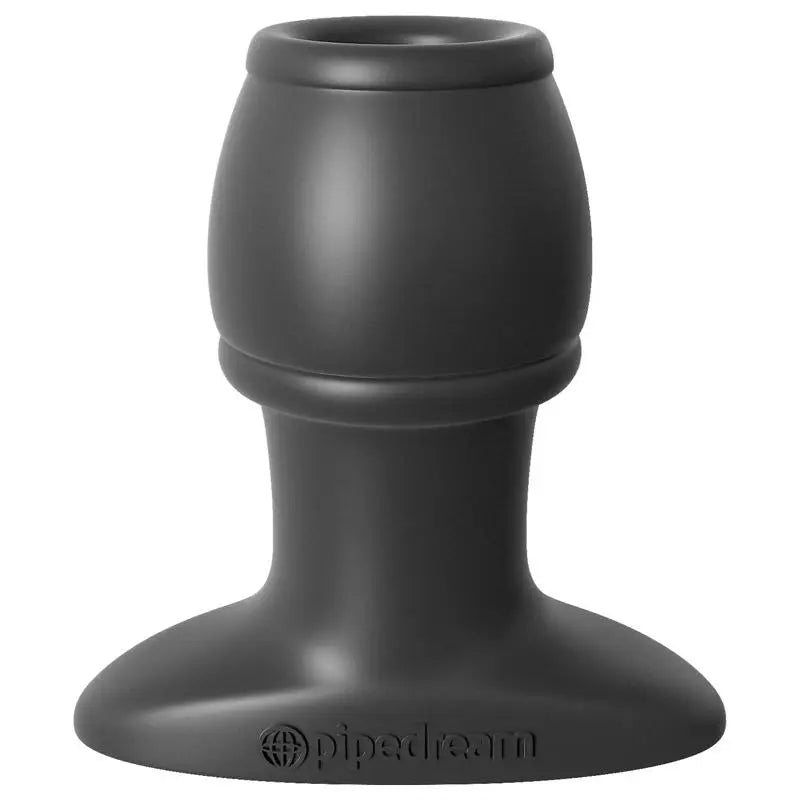 Black Dual-purpose Wide-tunnel Hollow Butt Plug With Flared Base - Peaches and Screams