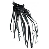 Black leather fringe necklace bondage collar - peaches and screams