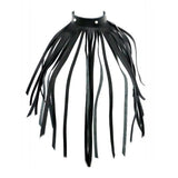 Black leather fringe necklace bondage collar - peaches and screams