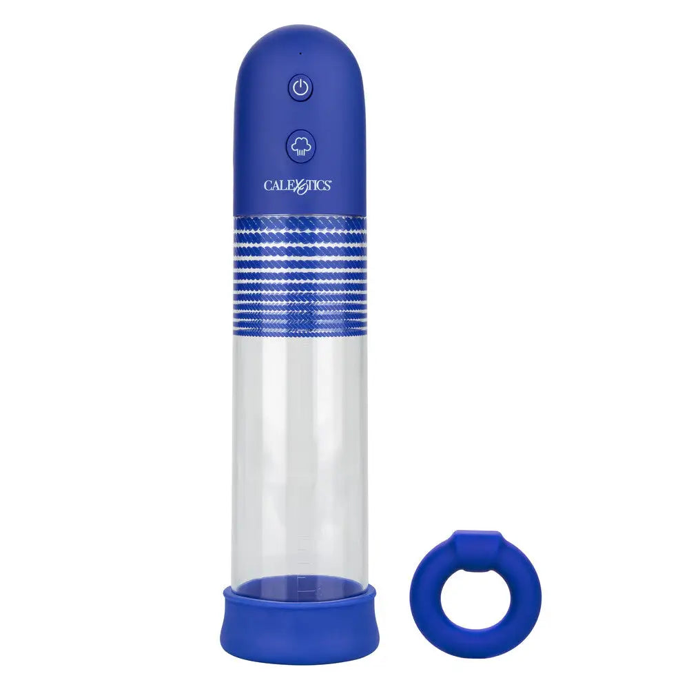 California exotic blue rechargeable penis pump kit - peaches and screams