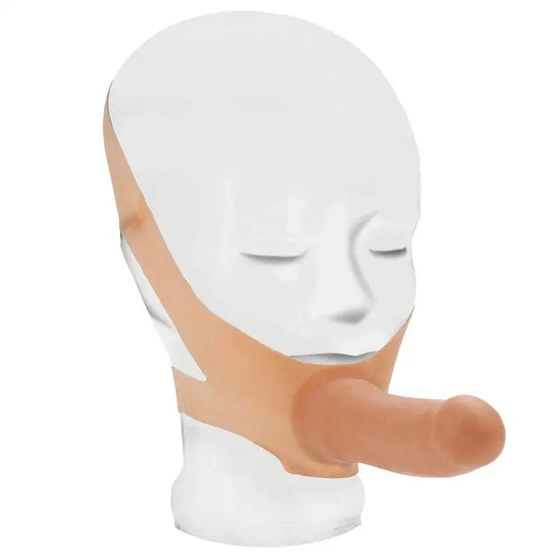 California Exotic Nude Latex Face Strap-on Dildo With Support Straps - Peaches and Screams