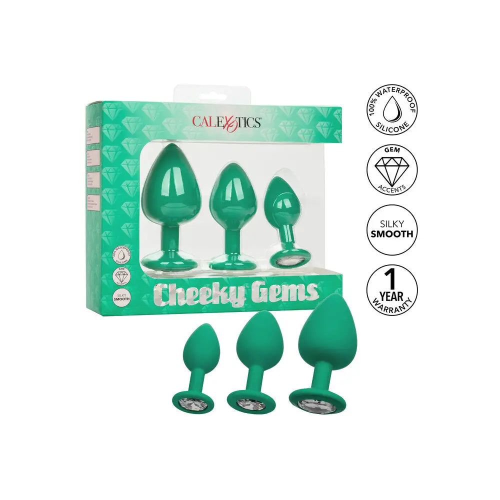 California Exotic Silicone Green Beginners Butt Plugs 3 Piece Set - Peaches and Screams