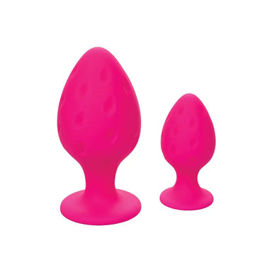 California Exotic Silicone Pink Butt Plug Set With Suction Cup - Peaches and Screams