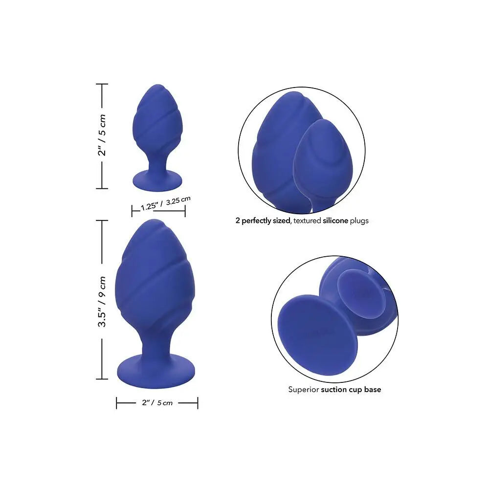 California Exotic Silicone Purple Butt Plug Set With Suction Cup - Peaches and Screams
