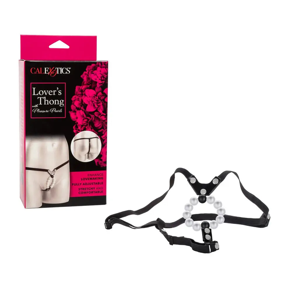 California Exotic Stretchy White Thong With Pleasure Pearls - Peaches and Screams