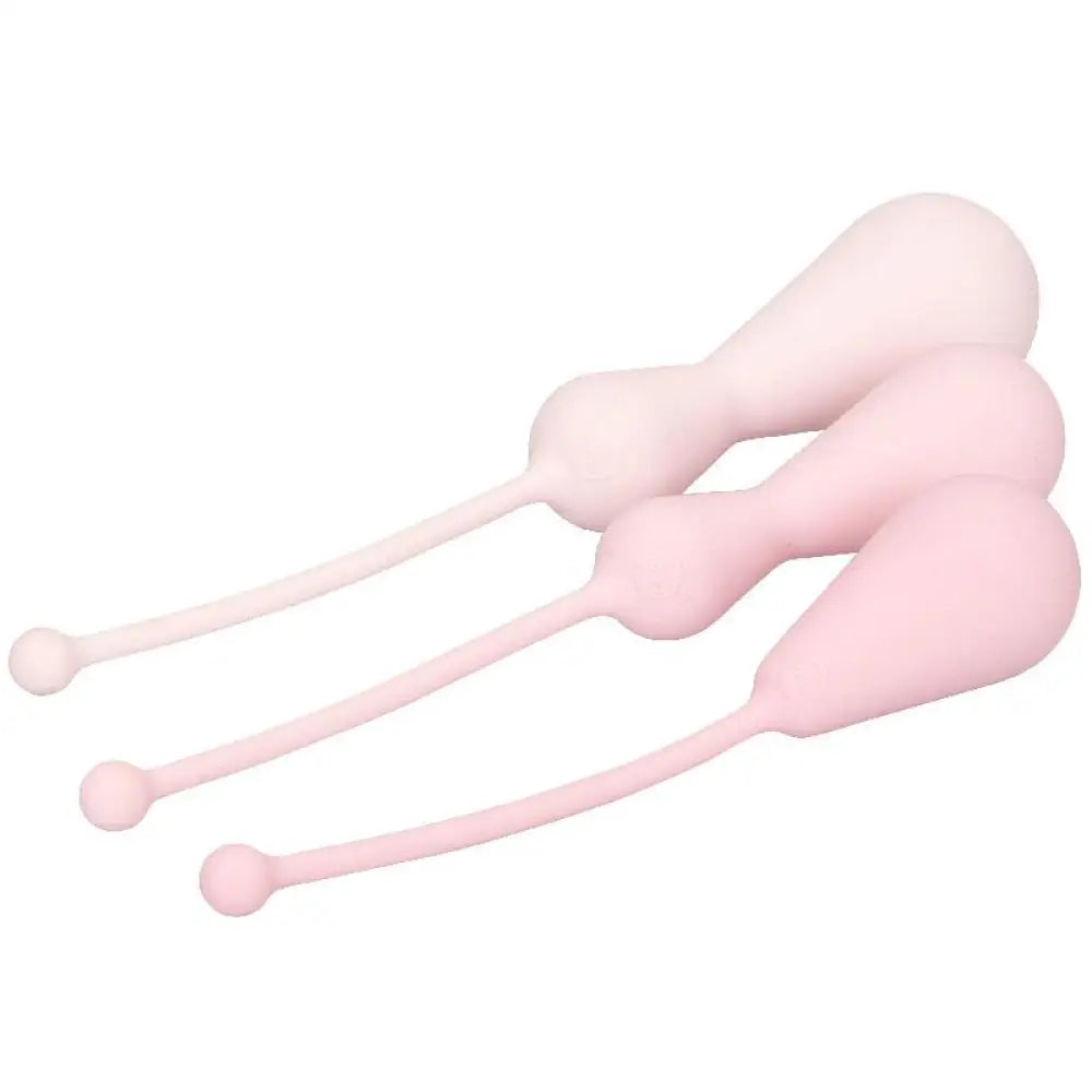 Colt 3-piece Inspire Weighted Silicone Kegel Kit with Retrieval Cords - Peaches and Screams