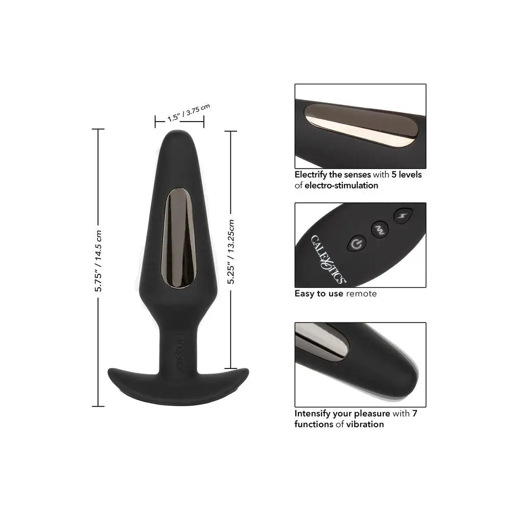 Colt Silicone Black Estim Rechargeable Butt Plug With Flared Base - Peaches and Screams