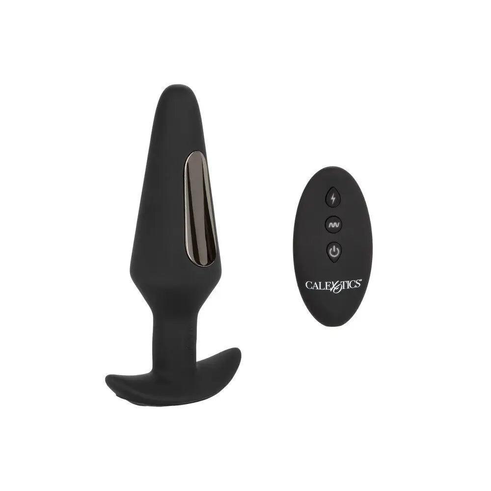 Colt Silicone Black Estim Rechargeable Butt Plug With Flared Base - Peaches and Screams