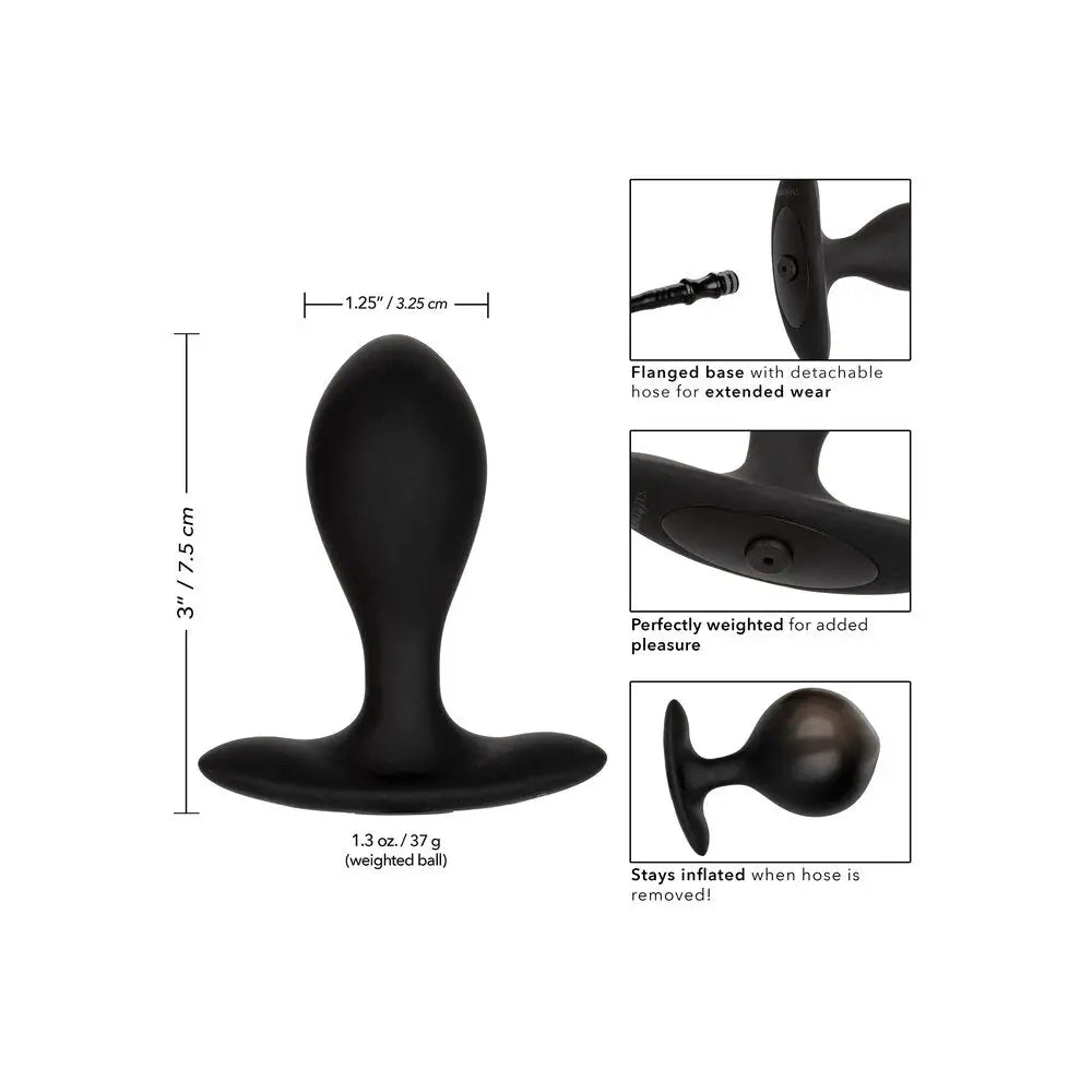 Colt silicone black weighted plumper inflatable butt plug - peaches and screams