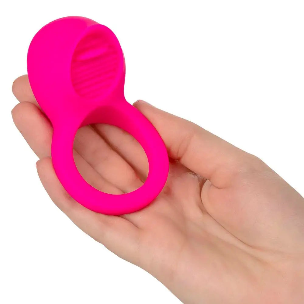 Colt Silicone Pink Rechargeable Stretchy Vibrating Cock Ring With Clit Stim - Peaches and Screams