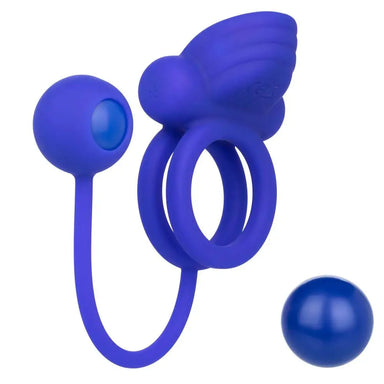 Colt Silicone Purple Rechargeable Dual Vibrating Cock Ring with 2 Weighted Balls - Peaches and Screams