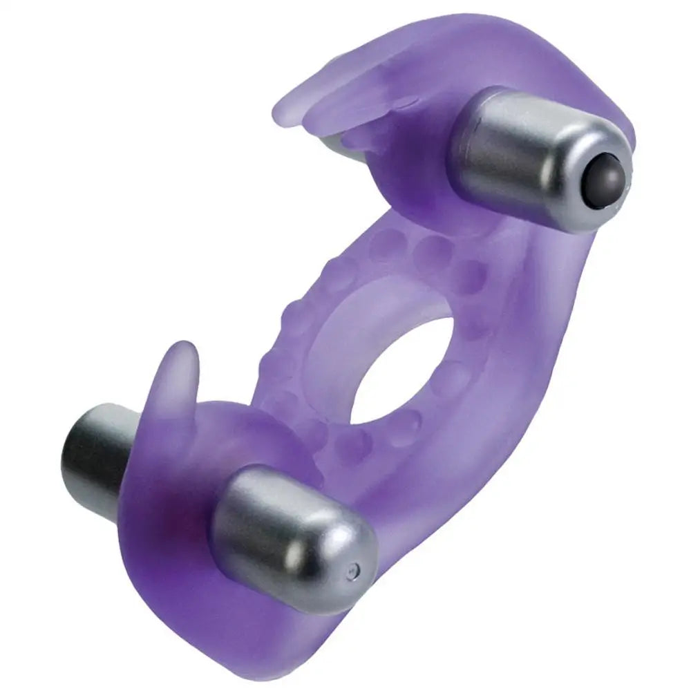 Colt stretchy purple rabbit cock ring with 2 removable bullets - peaches and screams