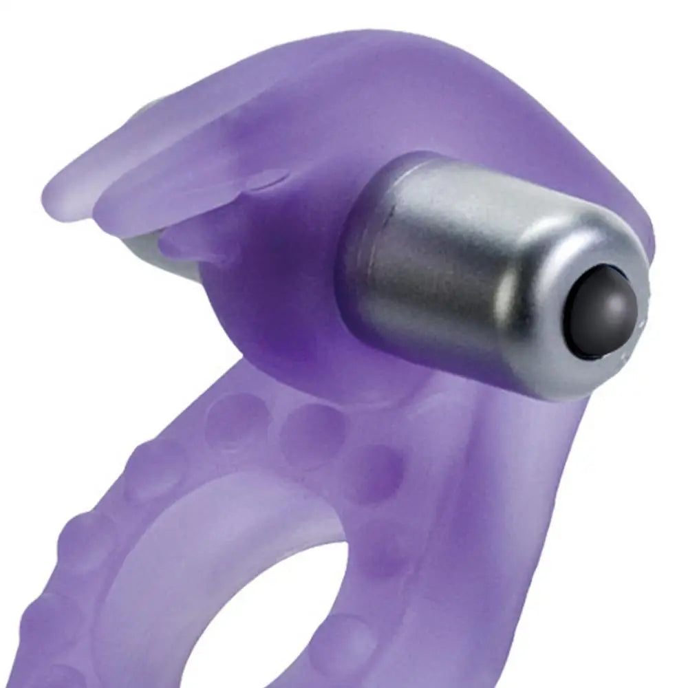 Colt stretchy purple rabbit cock ring with 2 removable bullets - peaches and screams