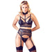 Cottelli Black Bondage Lace Set With Adjustable Suspender Straps - Small - Peaches and Screams