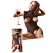 Cottelli Black Sheer Cupless And Crotchless Bodysuit With Lace Detail - X Large Peaches Screams