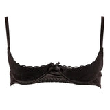 Cottelli black wet look half padded cup bra - 38b - peaches and screams