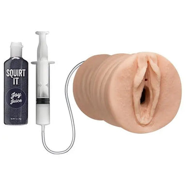 Doc Johnson Squirting Vagina Masturbator For Men With Vanilla Joy Juice - Peaches and Screams