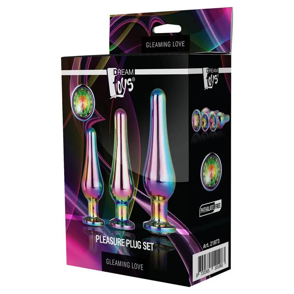 Dream Toys Stainless Steel Multi-colored Butt Plug Set For Beginners - Peaches and Screams