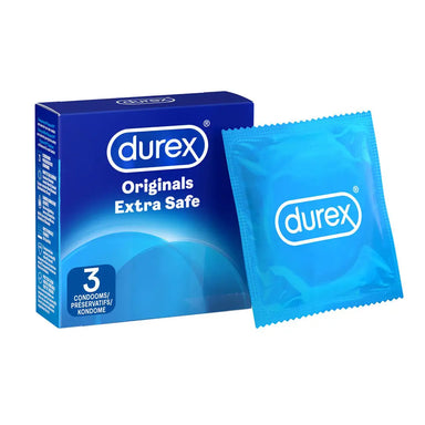 Durex Latex Extra Safe Regular Fit Condoms 3 Pack - Peaches and Screams